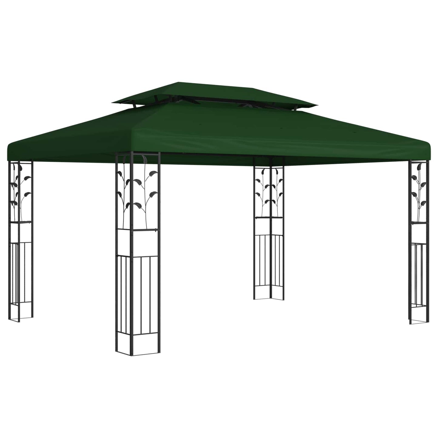 Pavilon 3,97 x 2,96 x 2,68 m Zöld Poliészter és acél