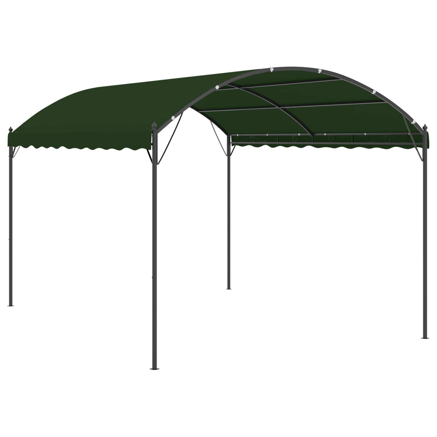 Pavilon 4 x 3 x 2,6 m Zöld Poliészter és acél