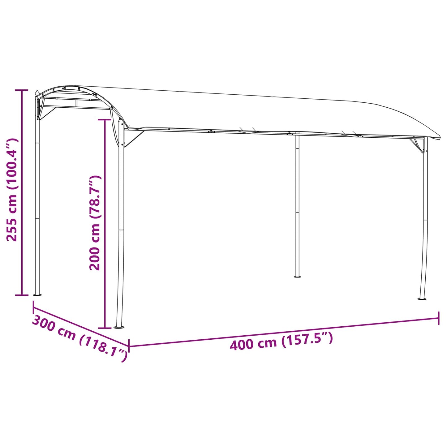 Pavilon 4 x 3 x 2,55 m Zöld Porszórt acél és szövet 180 gsm