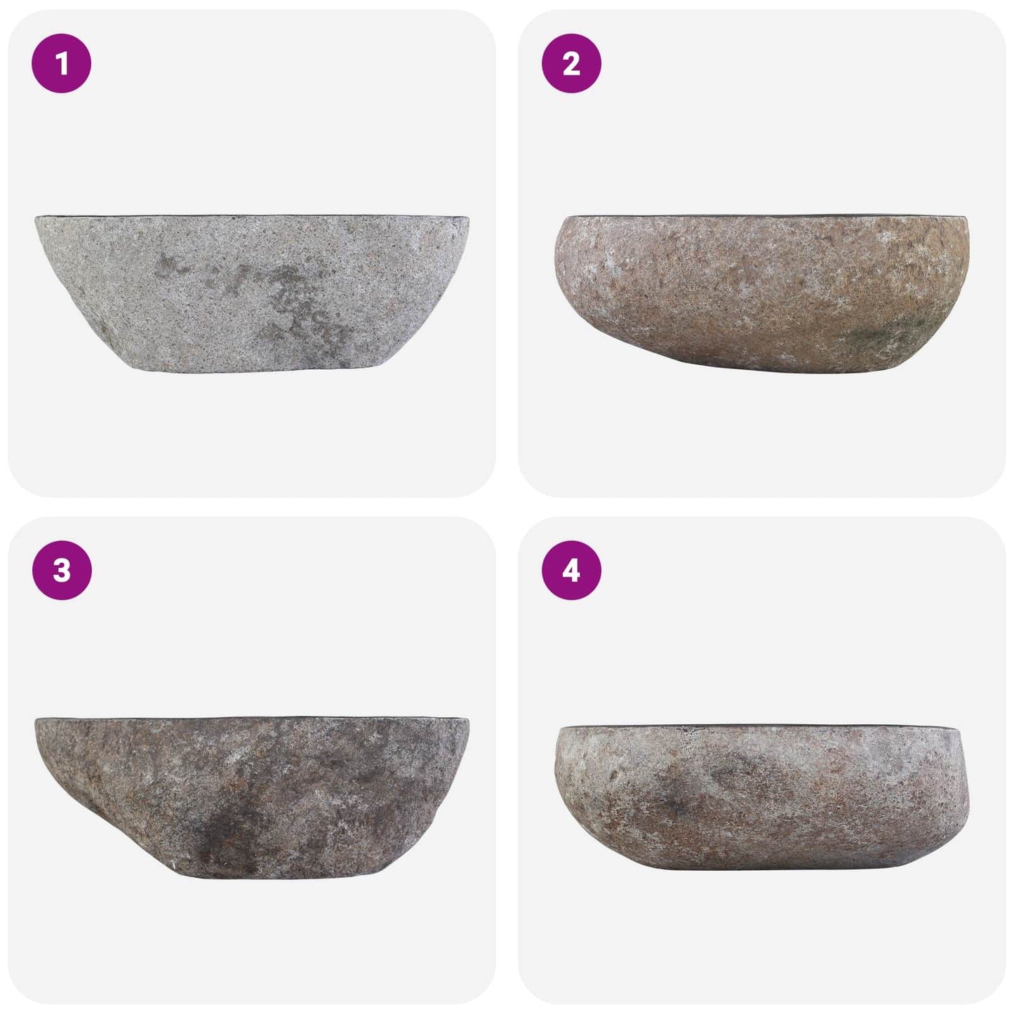 Mosdó Ovális Szürke (32-37) x (27-30) x 12 cm Folyami kő
