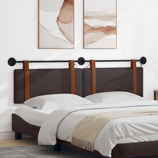 Függesztett ágyfej LED fényekkel Sötét Barna Antik PU
