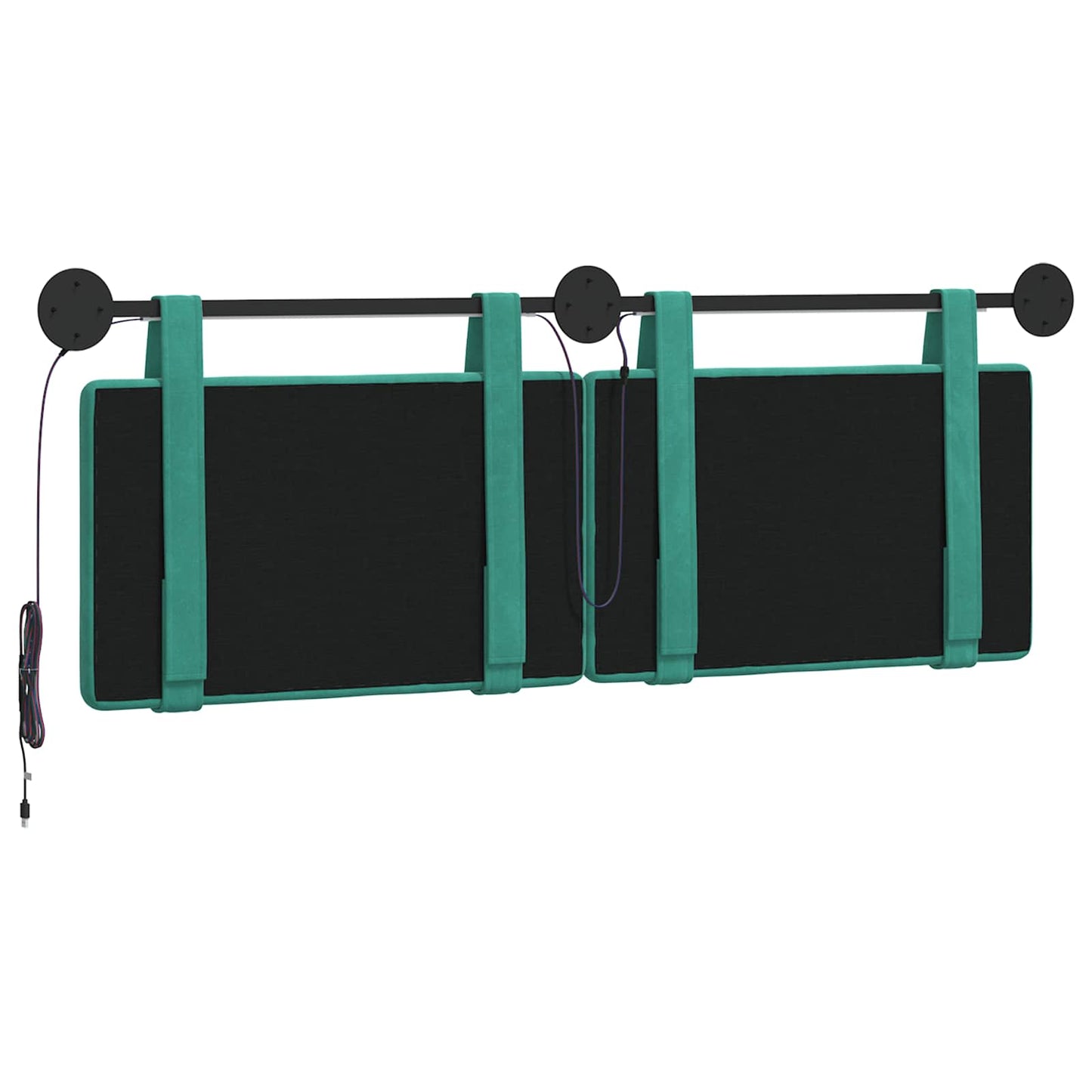 Függesztett ágyfej LED fényekkel Türkiz Bársony