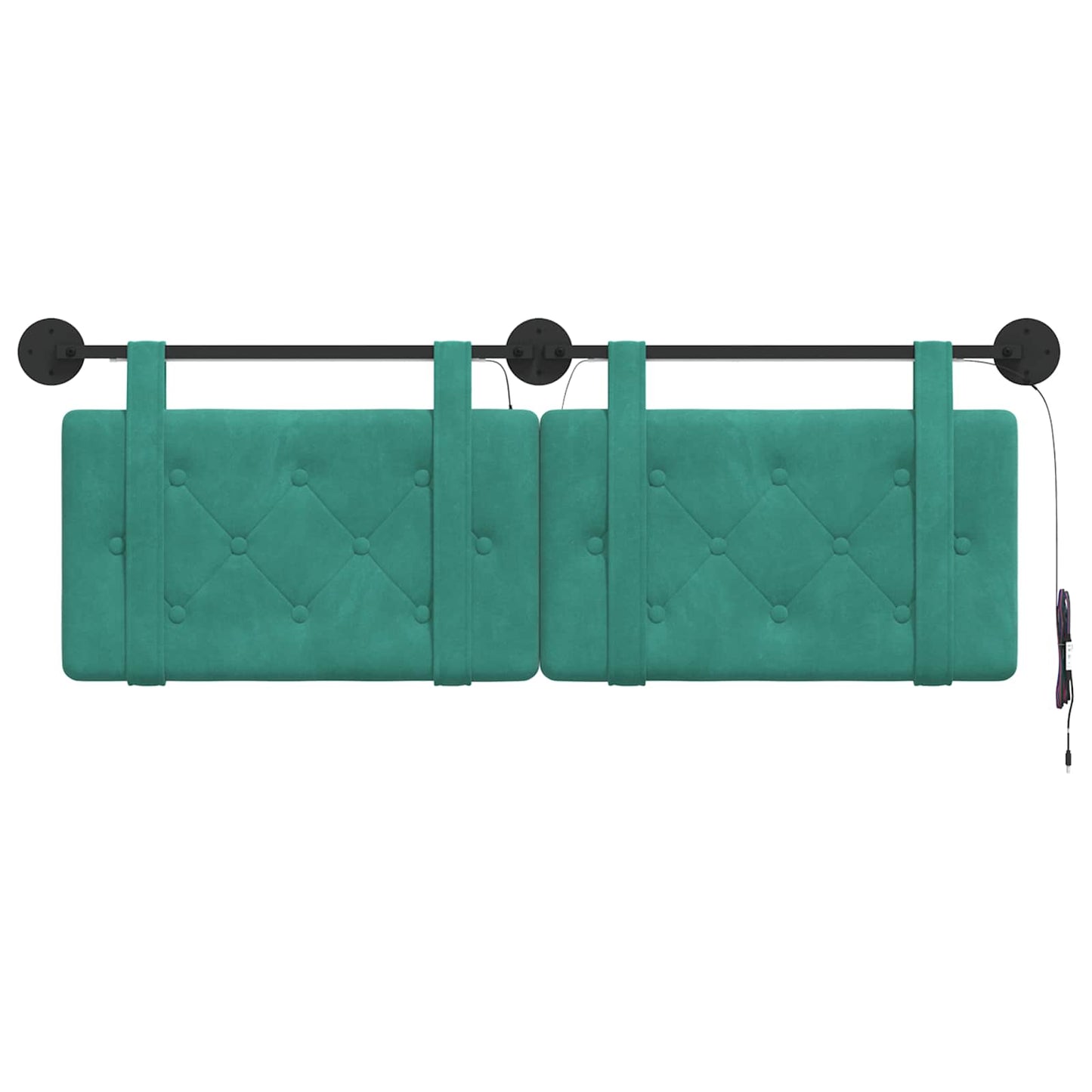 Függesztett ágyfej LED fényekkel Türkiz Bársony