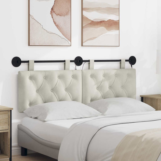 Függesztett ágyfej LED fényekkel Krémszínű Bársony