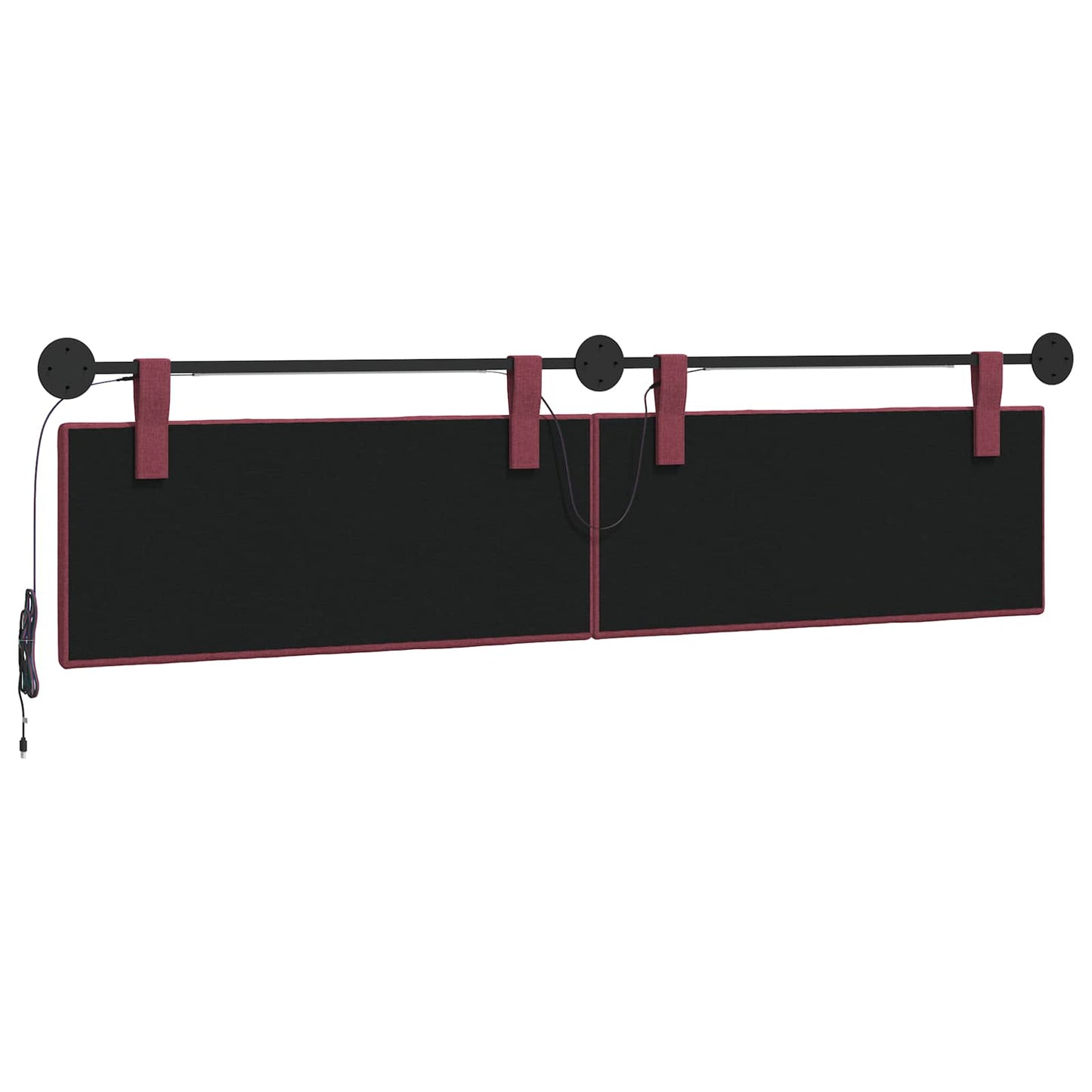 Függesztett ágyfej LED fényekkel Bordó Szövet
