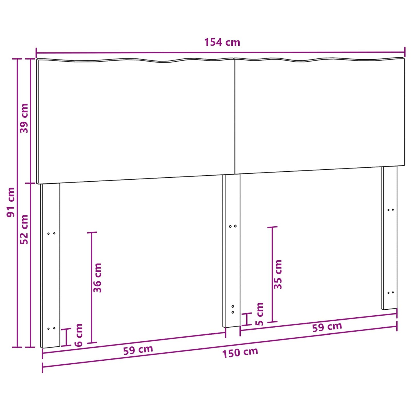 Természetes élű ágytámla ROSTOCK Sötét Barna 150 cm