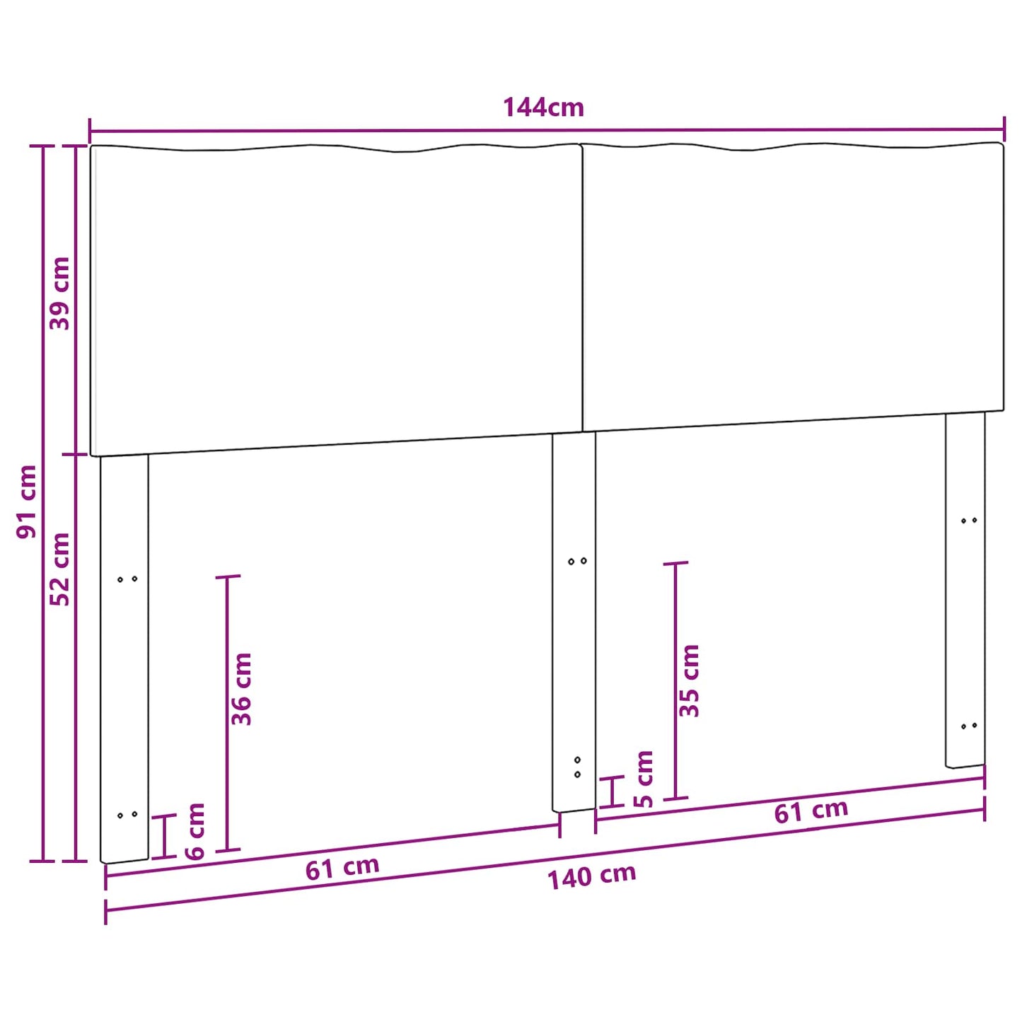 Természetes élű ágytámla ROSTOCK Sötét Barna 140 cm
