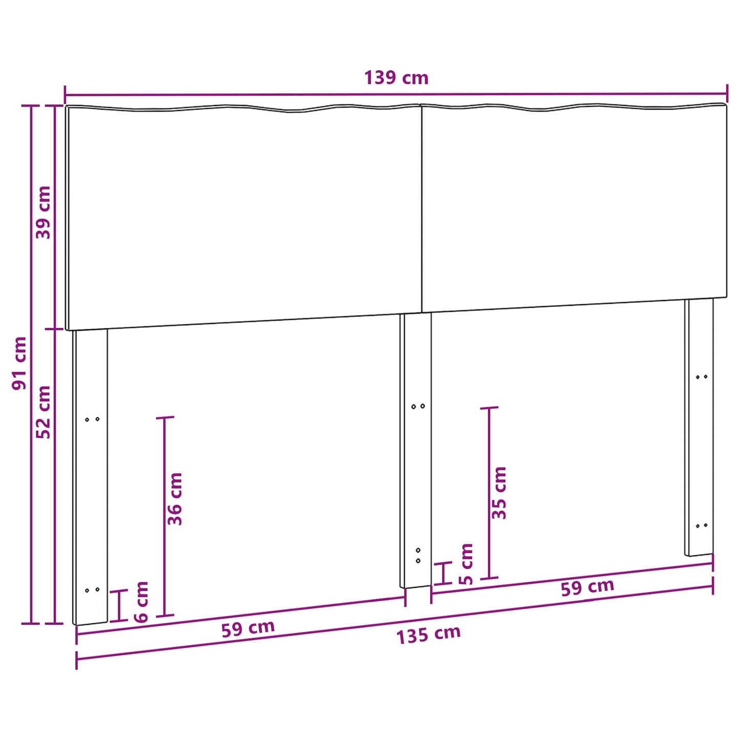 Természetes élű ágytámla ROSTOCK Sötét Barna 135 cm