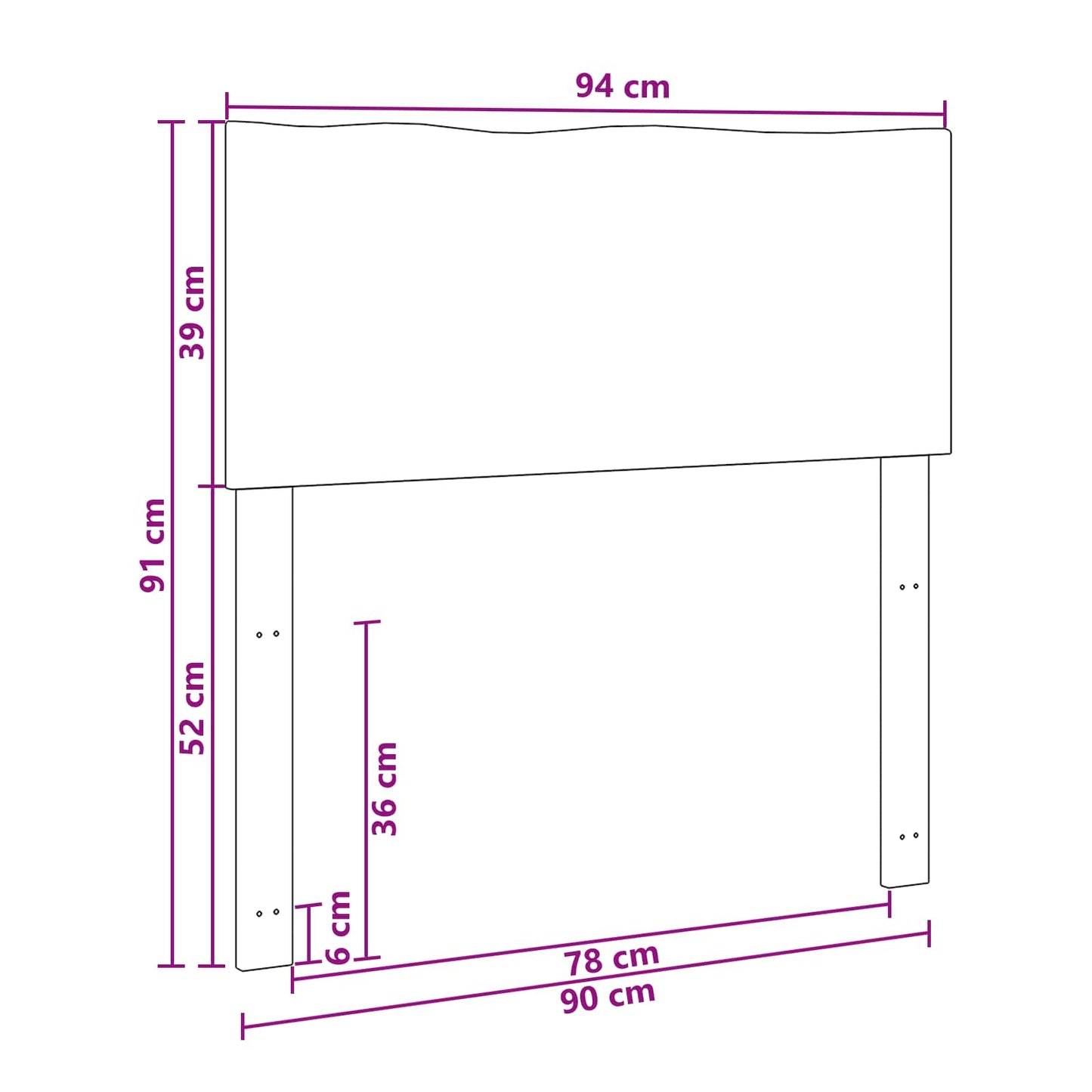 Természetes élű ágytámla ROSTOCK Fehér 90 cm Tömör akácfa