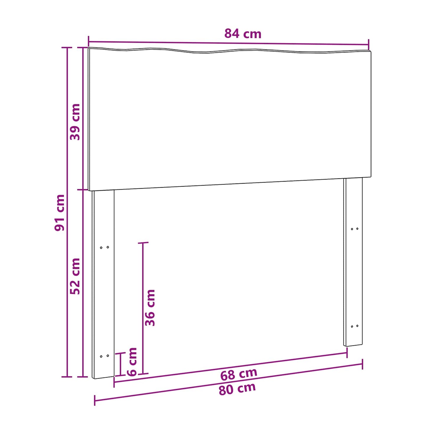Természetes élű ágytámla ROSTOCK Fehér 80 cm Tömör akácfa