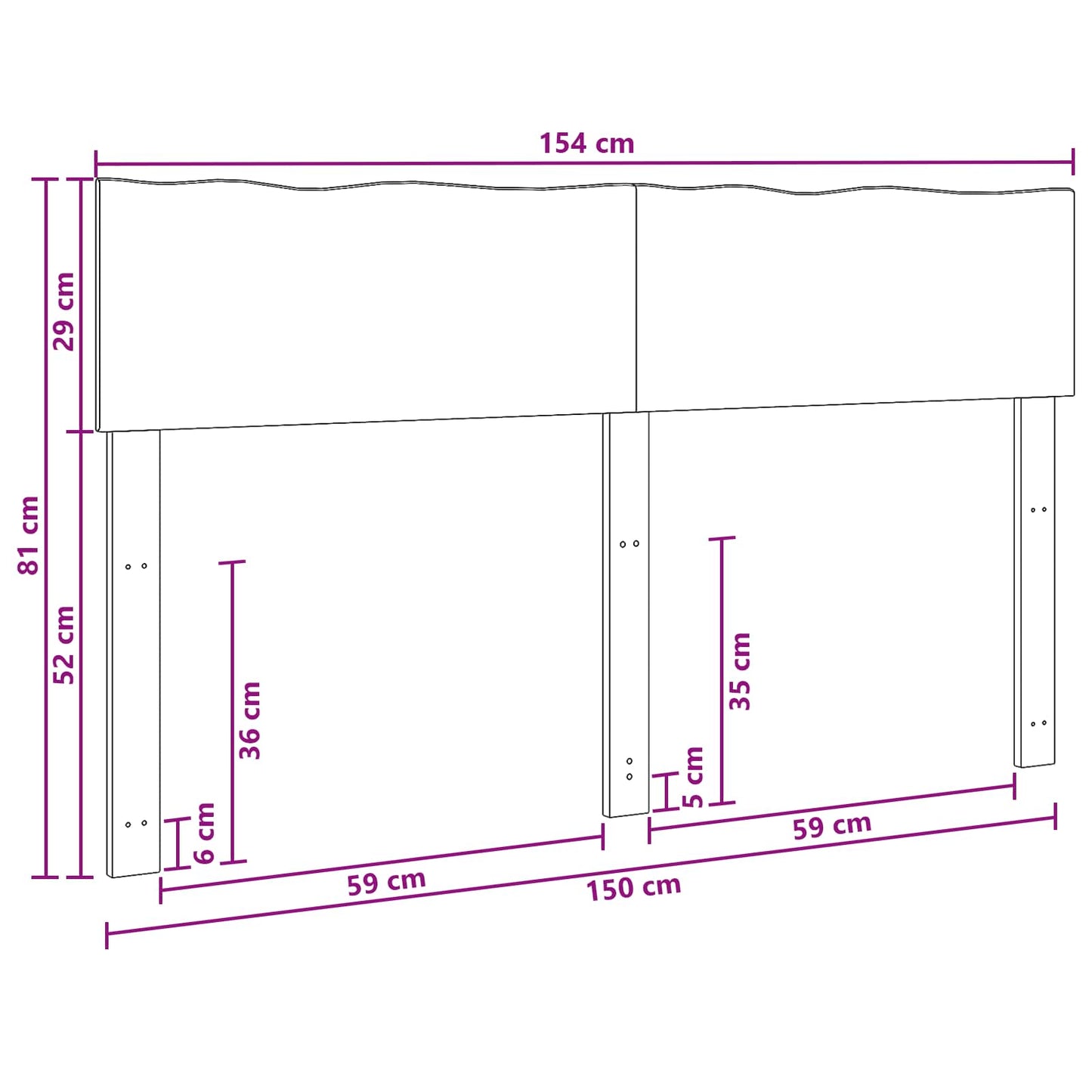 Élő élű fejtámla ROSTOCK Fehér 150 cm Tömör Akácfa