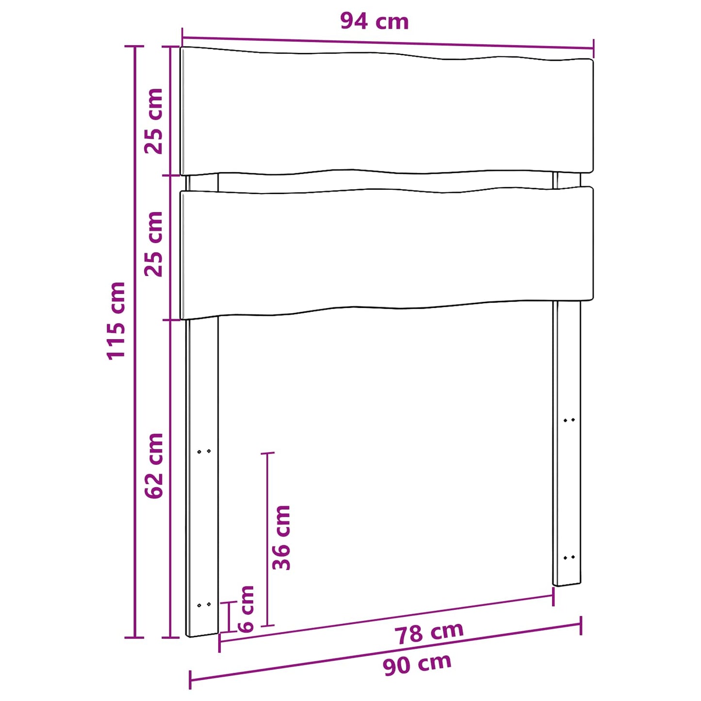 Élő élű fejtámla ROSTOCK Fehér 90 cm Tömör Akácfa