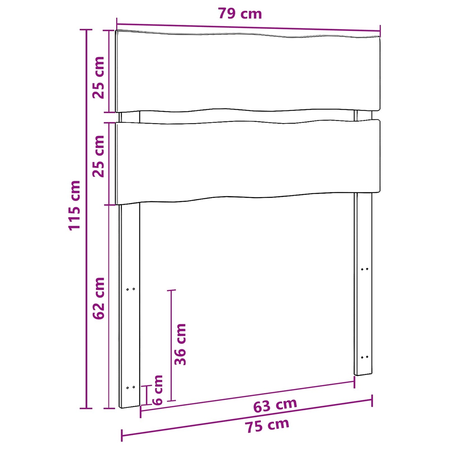 Élő élű fejtámla ROSTOCK Sötét Barna 75 cm Tömör Akácfa
