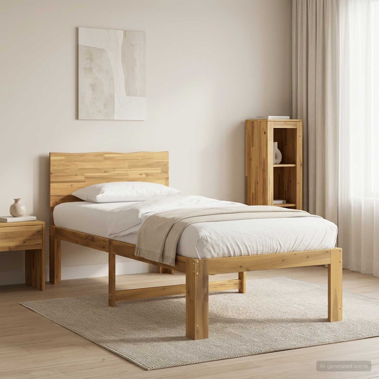 Egyszemélyes Ágykeret Fejtámlával ROSTOCK Fehér 90 x 190 cm
