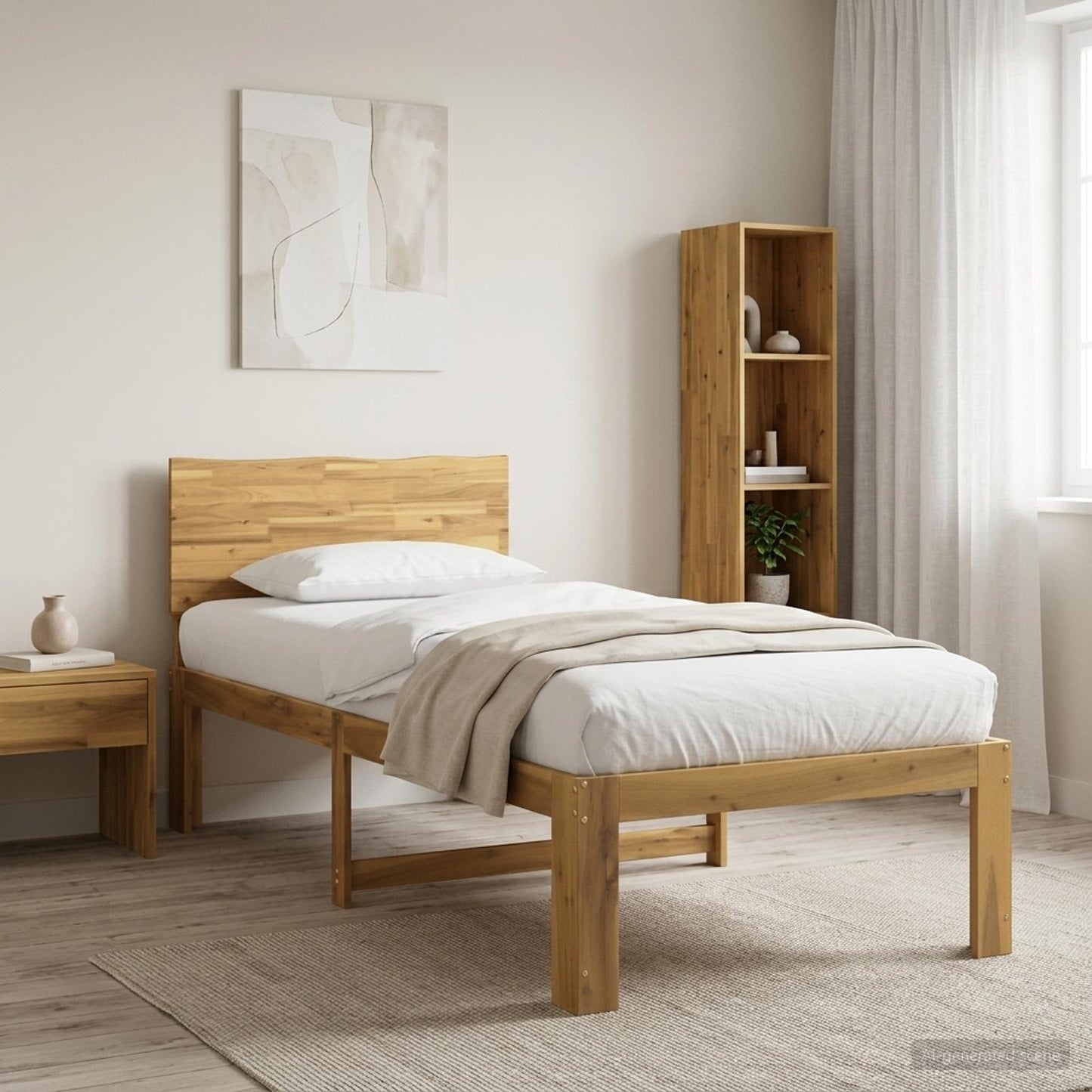 Egyszemélyes Ágykeret Fejtámlával ROSTOCK Fehér 90 x 190 cm
