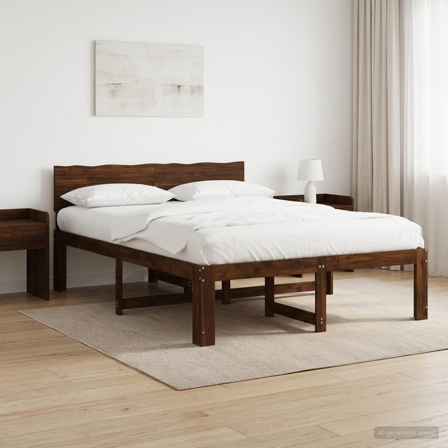 Dupla ágykeret fejtámlával ROSTOCK Sötét Barna 135 x 190 cm