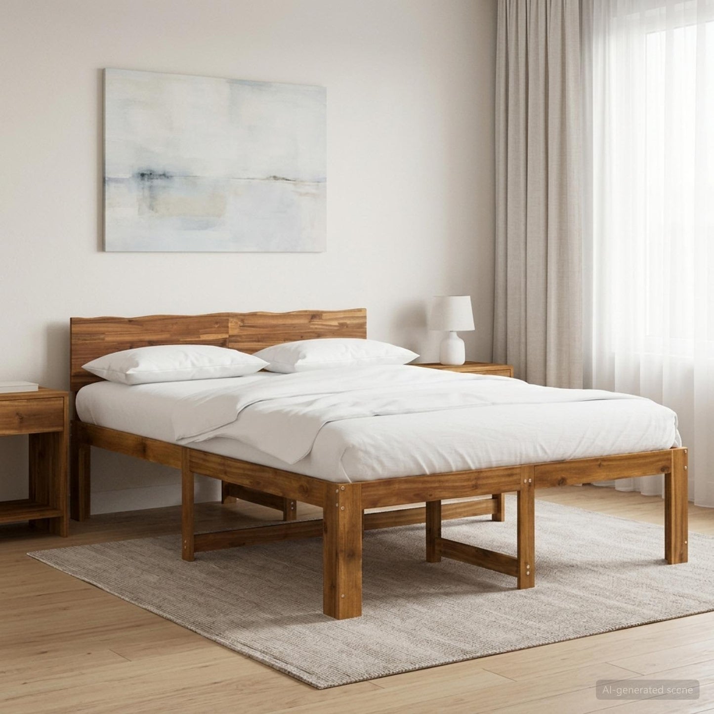 Dupla ágykeret fejtámlával ROSTOCK Természetes 135 x 190 cm