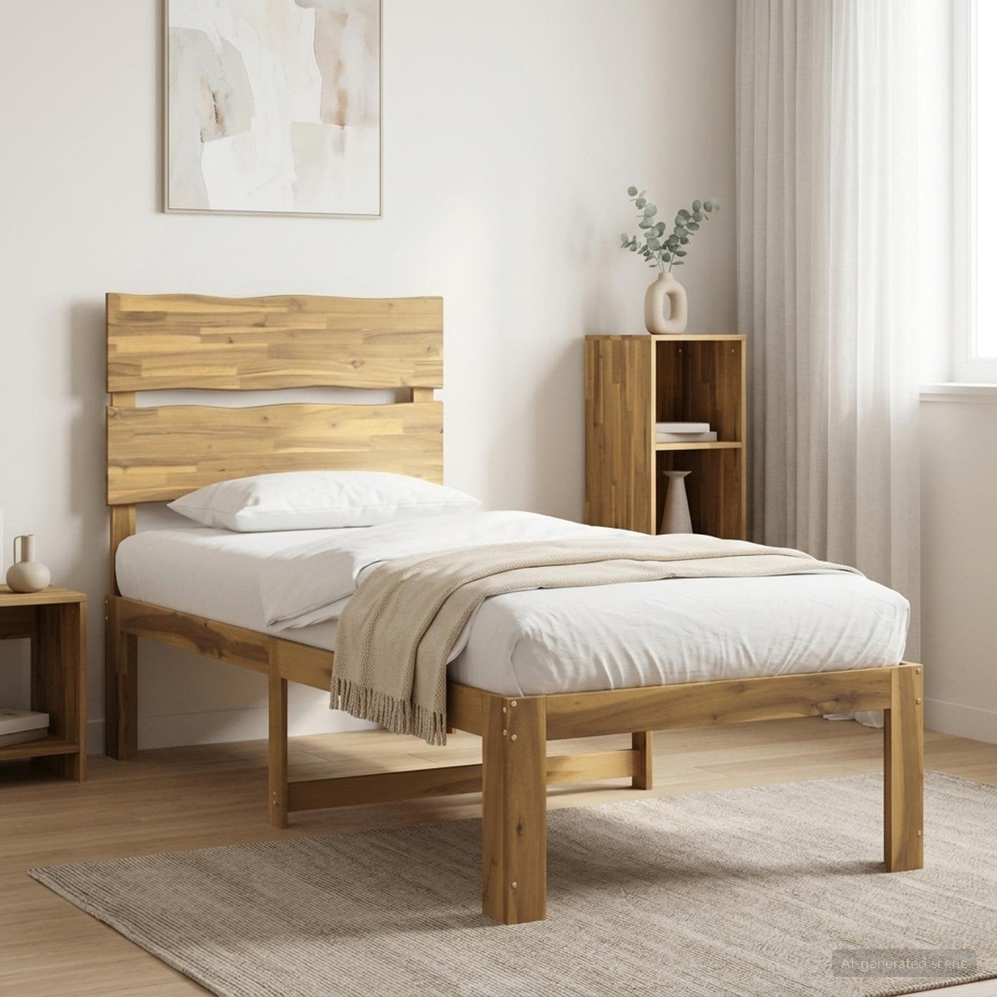 Egyszemélyes Ágykeret Fejtámlával ROSTOCK Fehér 90 x 190 cm