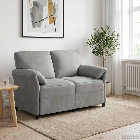 Kétüléses Kanapé Világosszürke 138 x 83 x 95 cm Bársony