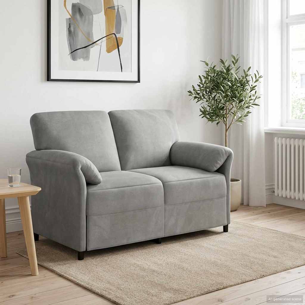 Kétüléses Kanapé Világosszürke 138 x 83 x 95 cm Bársony