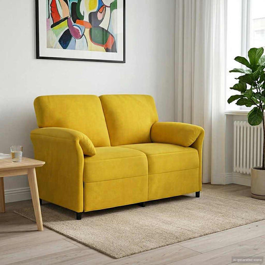 Kétüléses Kanapé Sárga 138 x 83 x 95 cm Bársony