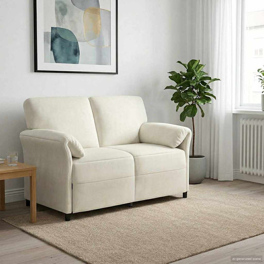 Kétüléses Kanapé Krémszínű 138 x 83 x 95 cm Bársony