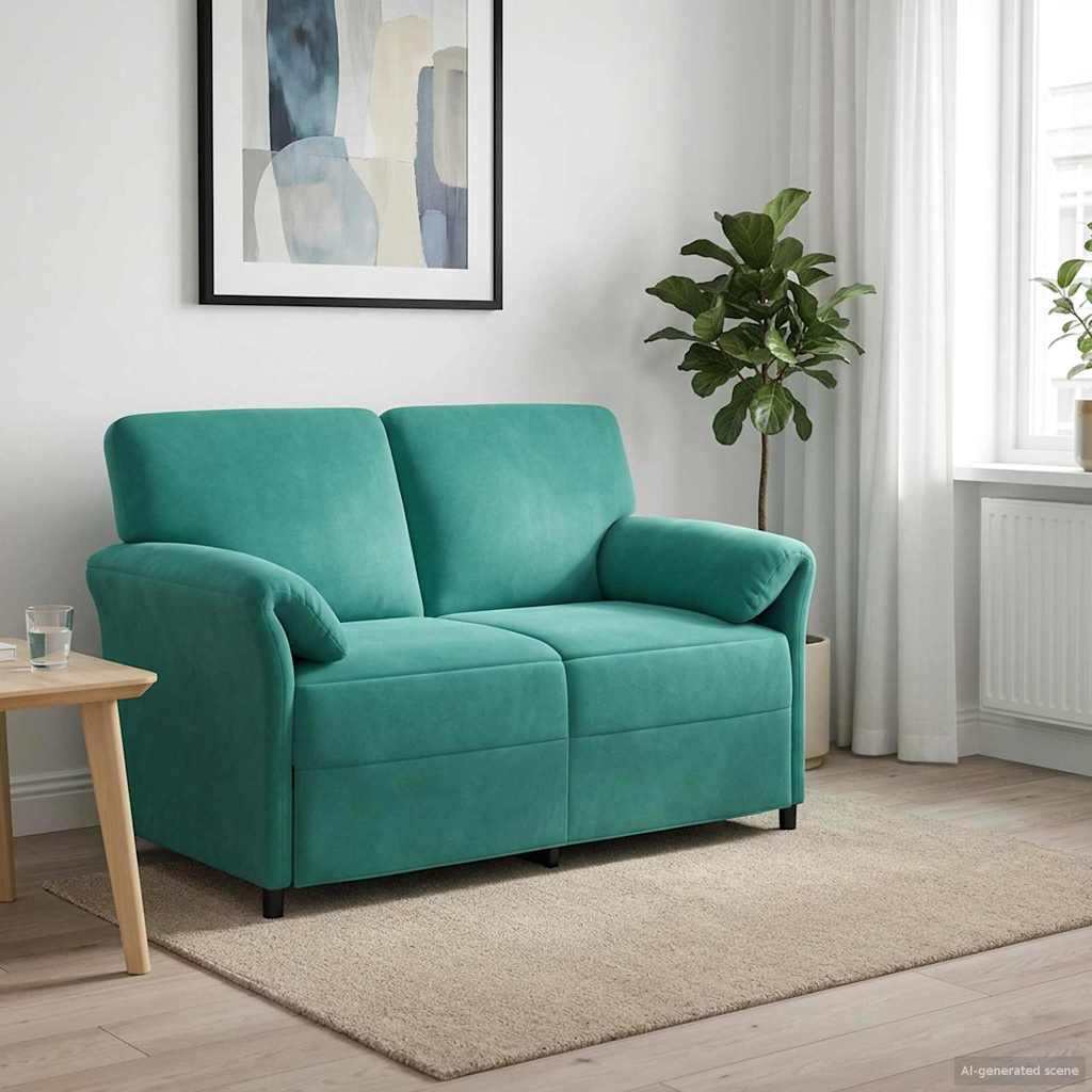 Kétüléses Kanapé Türkiz 138 x 83 x 95 cm Bársony
