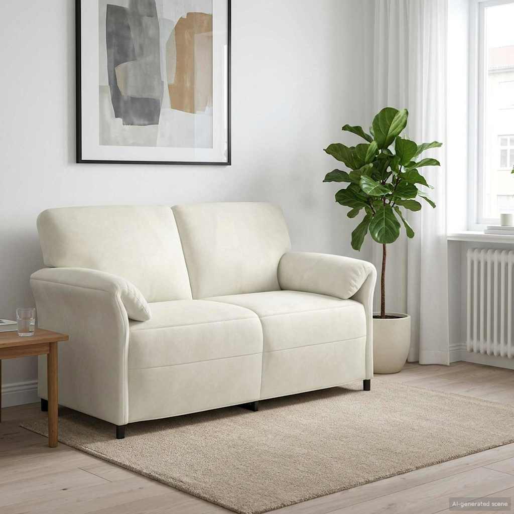 Kétüléses Kanapé Krémszínű 158 x 83 x 95 cm Bársony
