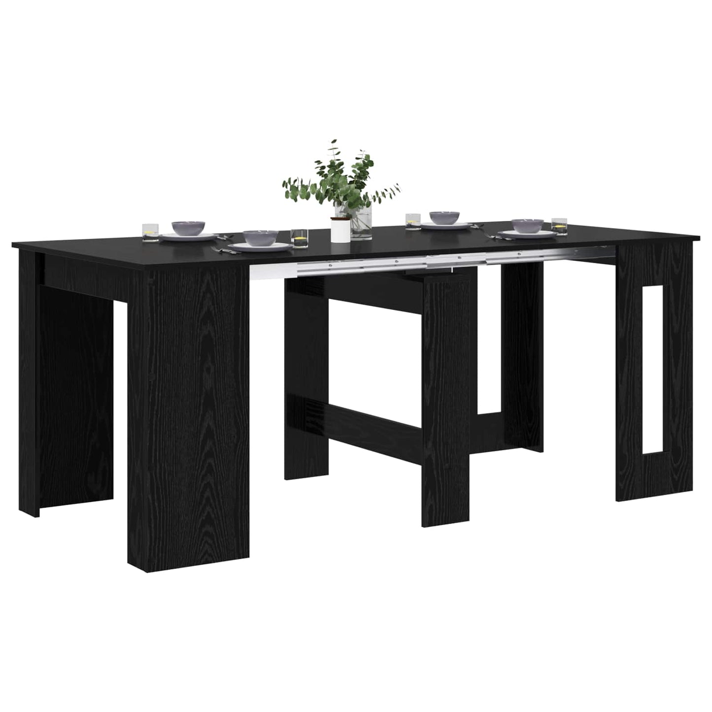 Étkezőasztal 180 x 85 x 75 cm Szerelt Fa Fekete Tölgy