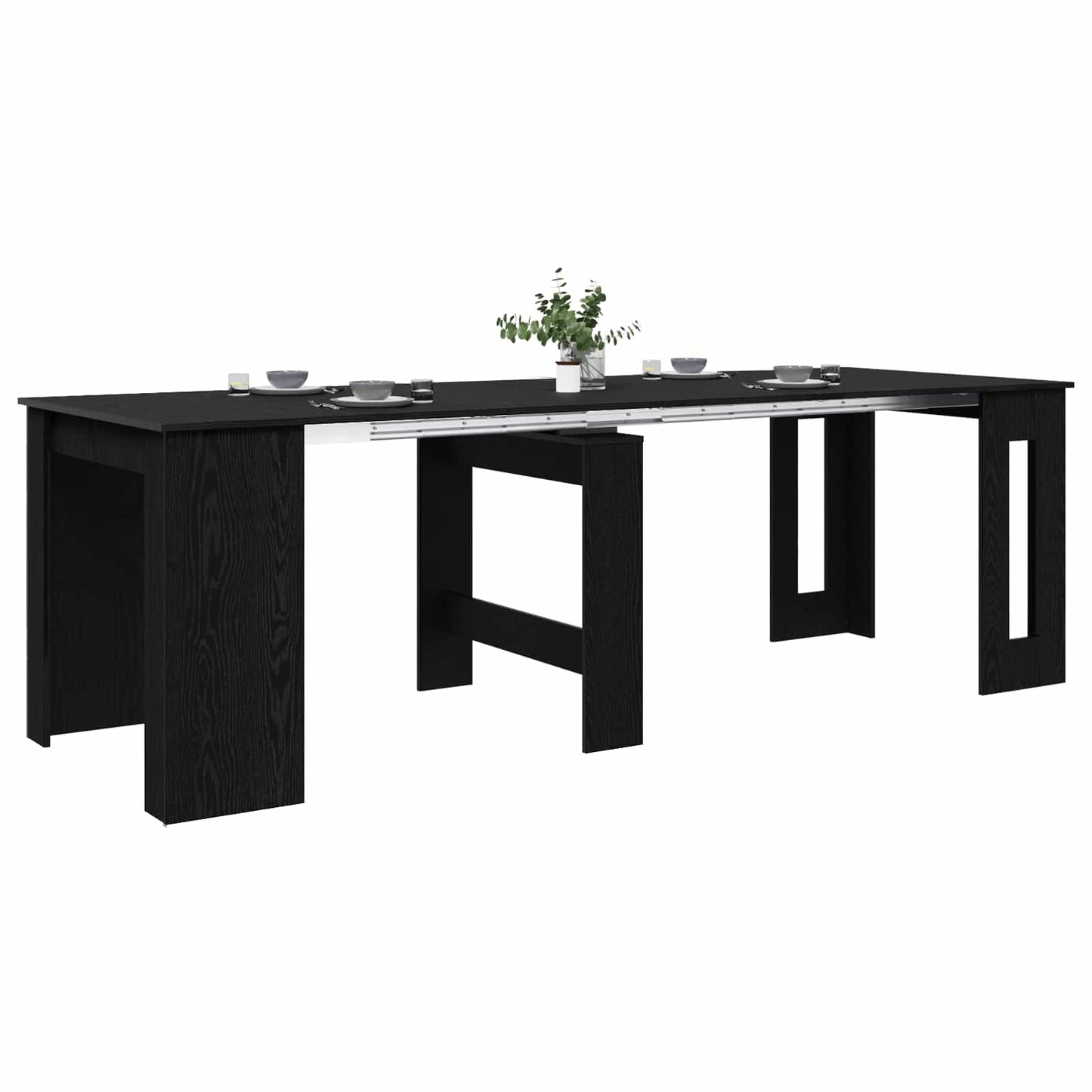 Étkezőasztal 240 x 85 x 75 cm Szerelt Fa Fekete Tölgy