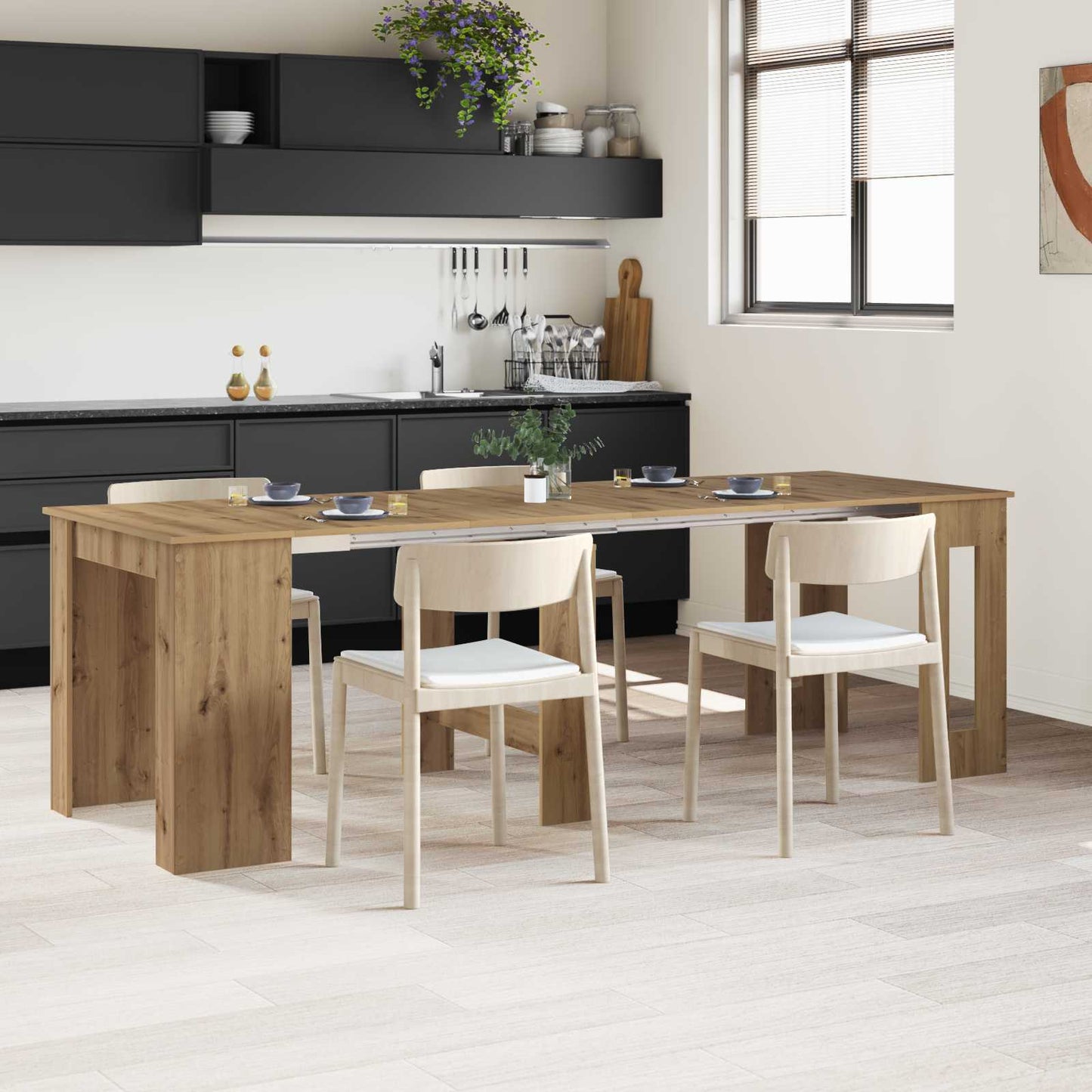 Étkezőasztal 240 x 85 x 75 cm Szerelt Fa Kézműves Tölgy
