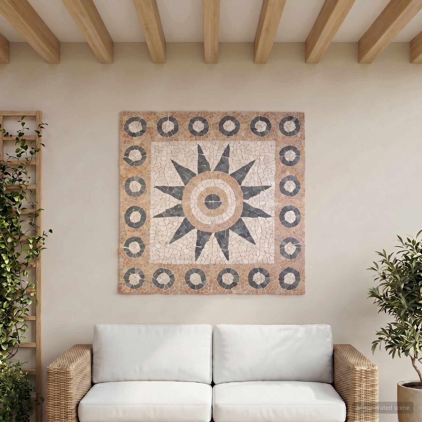 Mozaik Csempe Virág Mintával Sokszínű 120 x 120 cm Márvány