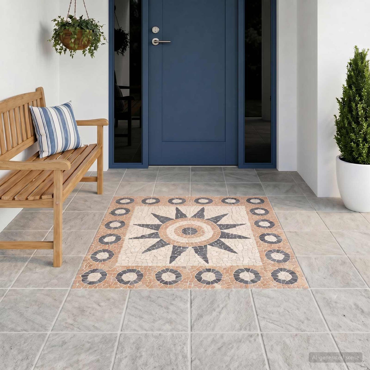 Mozaik Csempe Virág Mintával Sokszínű 120 x 120 cm Márvány