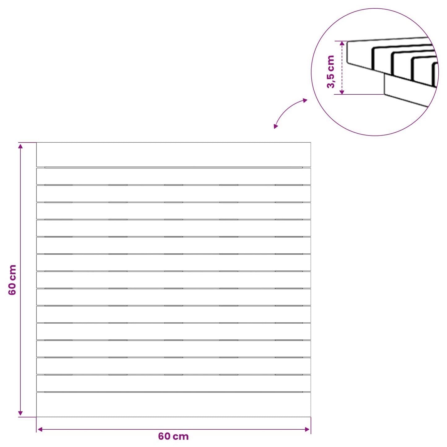 Asztallap 60 x 60 x 3,5 cm Négyzet Tömör Teakfa Természetes