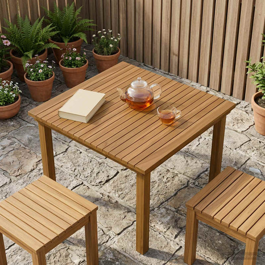 Asztallap 70 x 70 x 3,5 cm Négyzet Tömör Teakfa Természetes