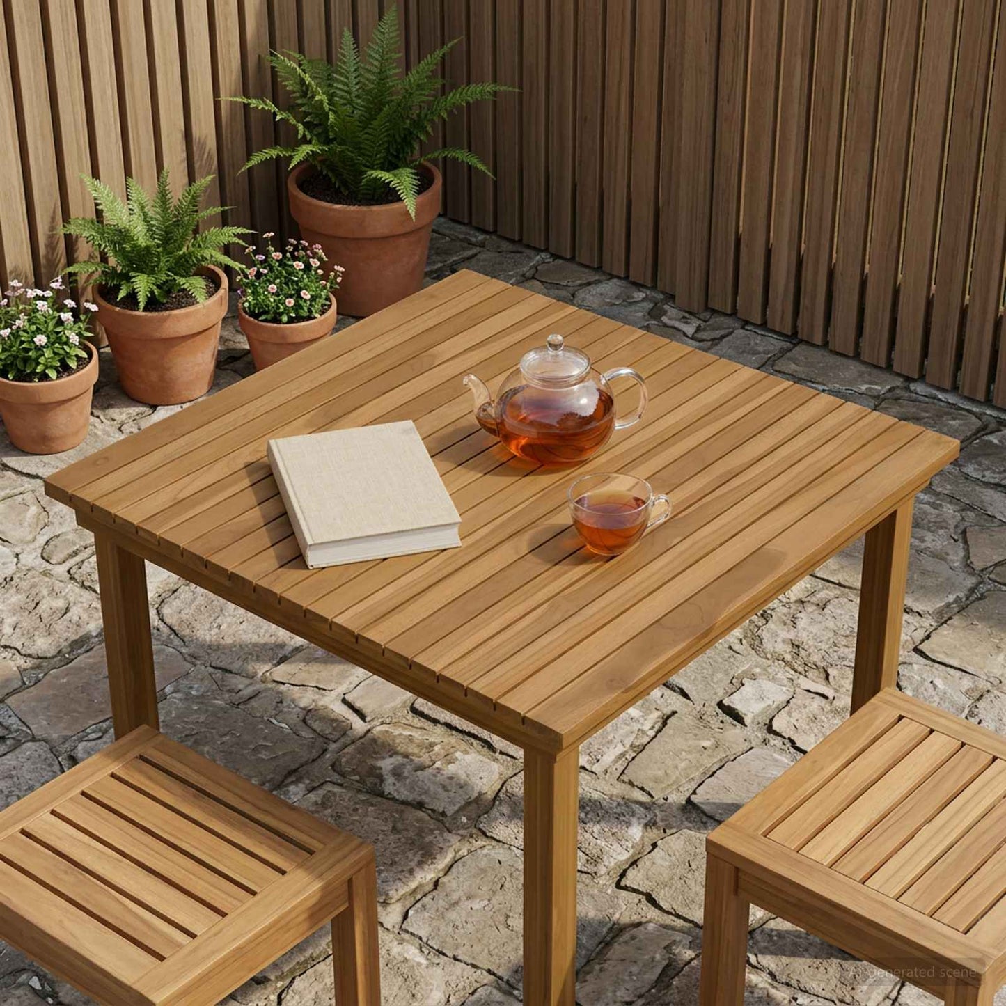 Asztallap 80 x 80 x 3,5 cm Négyzet Tömör Teakfa Természetes
