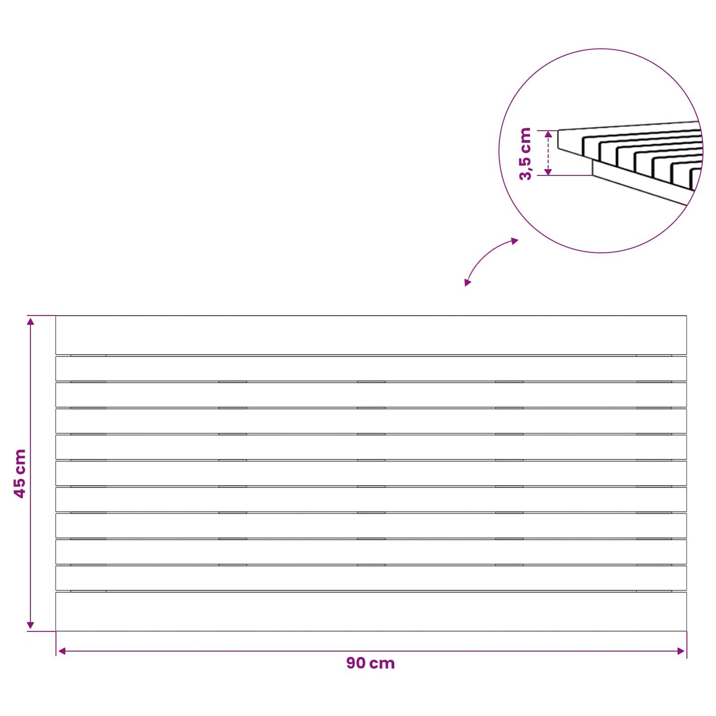 Asztallap 90 x 45 x 3,5 cm Négyszögletes Tömör Teakfa