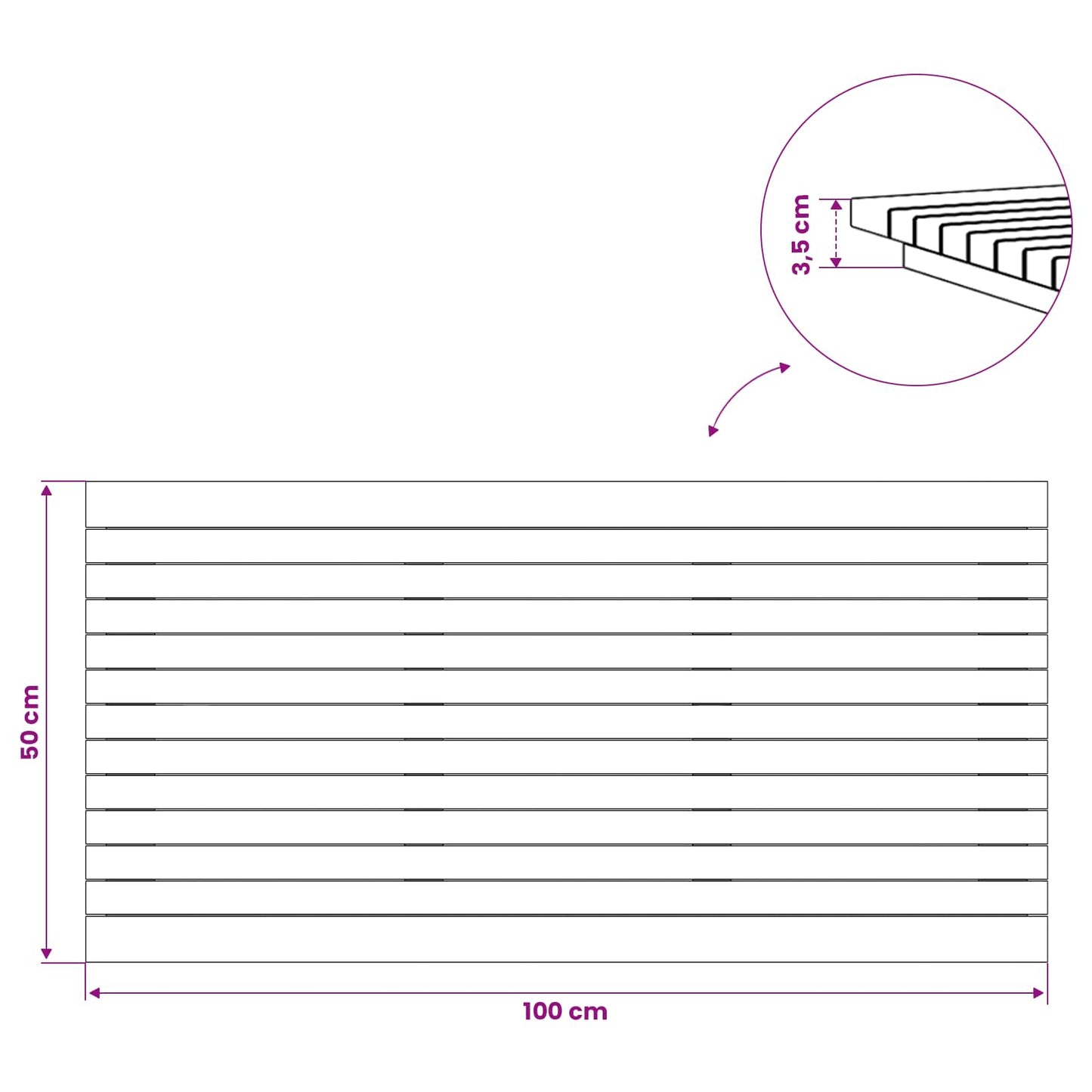 Asztallap 100 x 50 x 3,5 cm Négyszögletes Tömör Teakfa