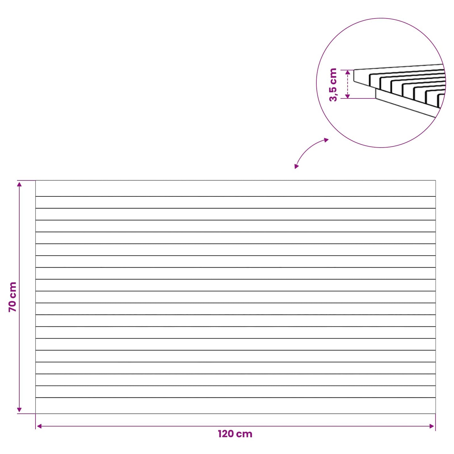 Asztallap 120 x 70 x 3,5 cm Négyszögletes Tömör Teakfa