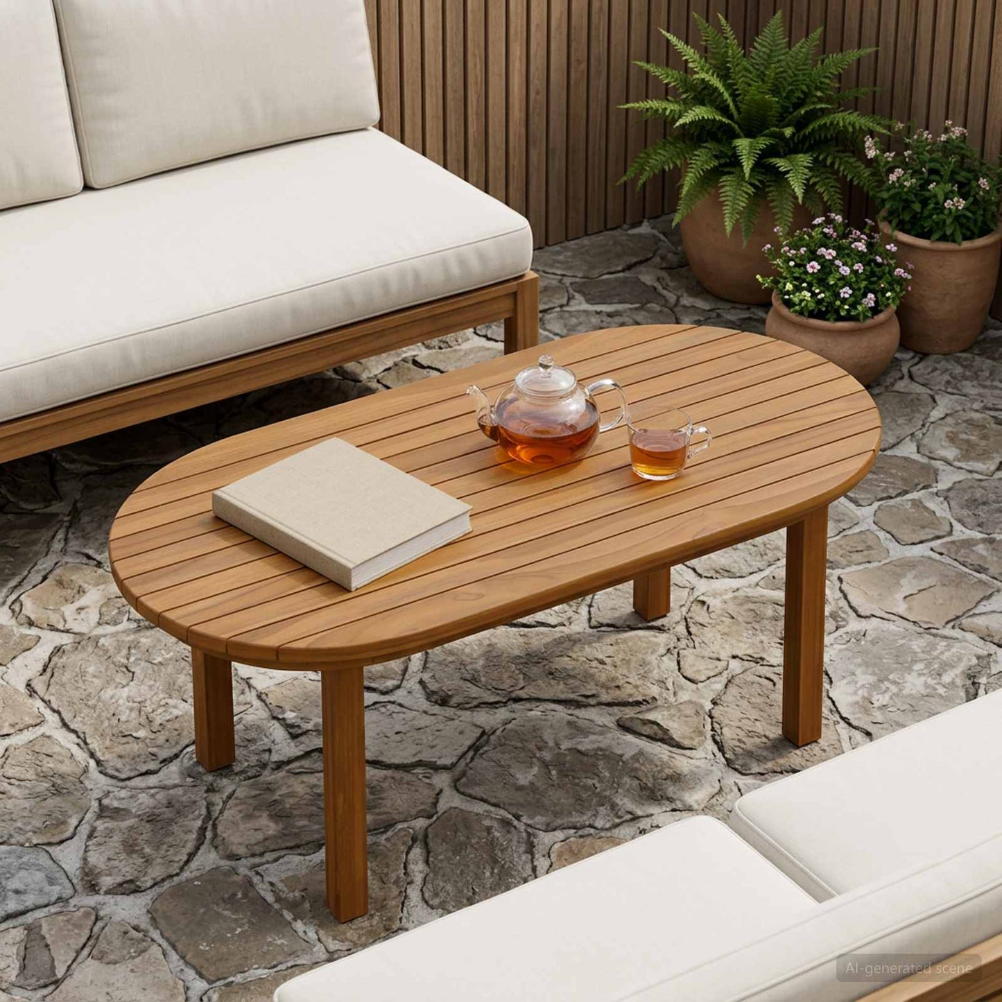 Asztallap 80 x 40 x 3,5 cm Ovális Tömör Teakfa Természetes