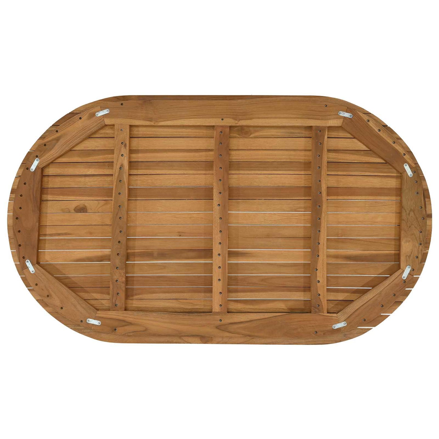 Asztallap 120 x 70 x 3,5 cm Ovális Tömör Teakfa Természetes