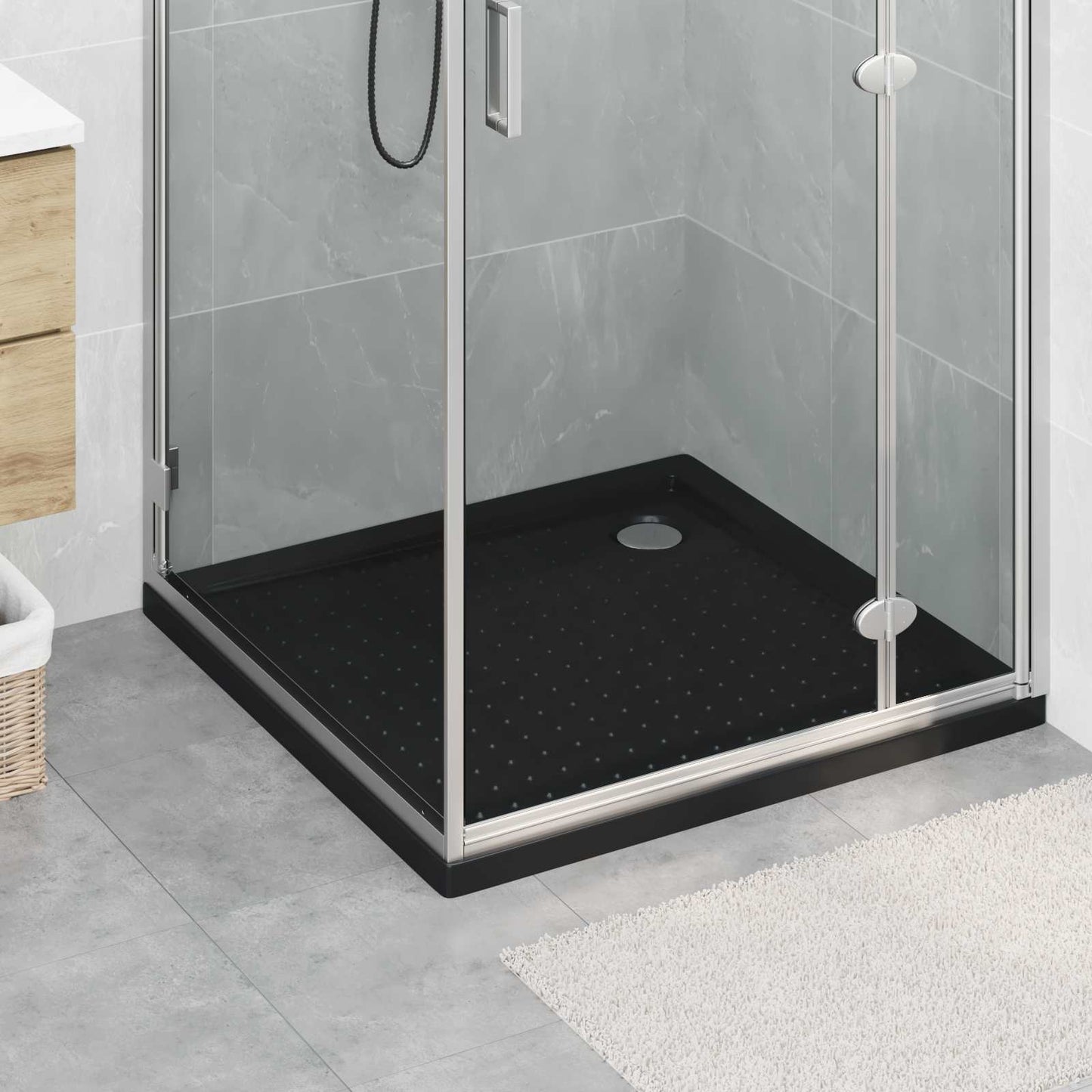 Zuhany Alap Tálca Dots-szal 90 x 90 x 4 cm ABS Fekete