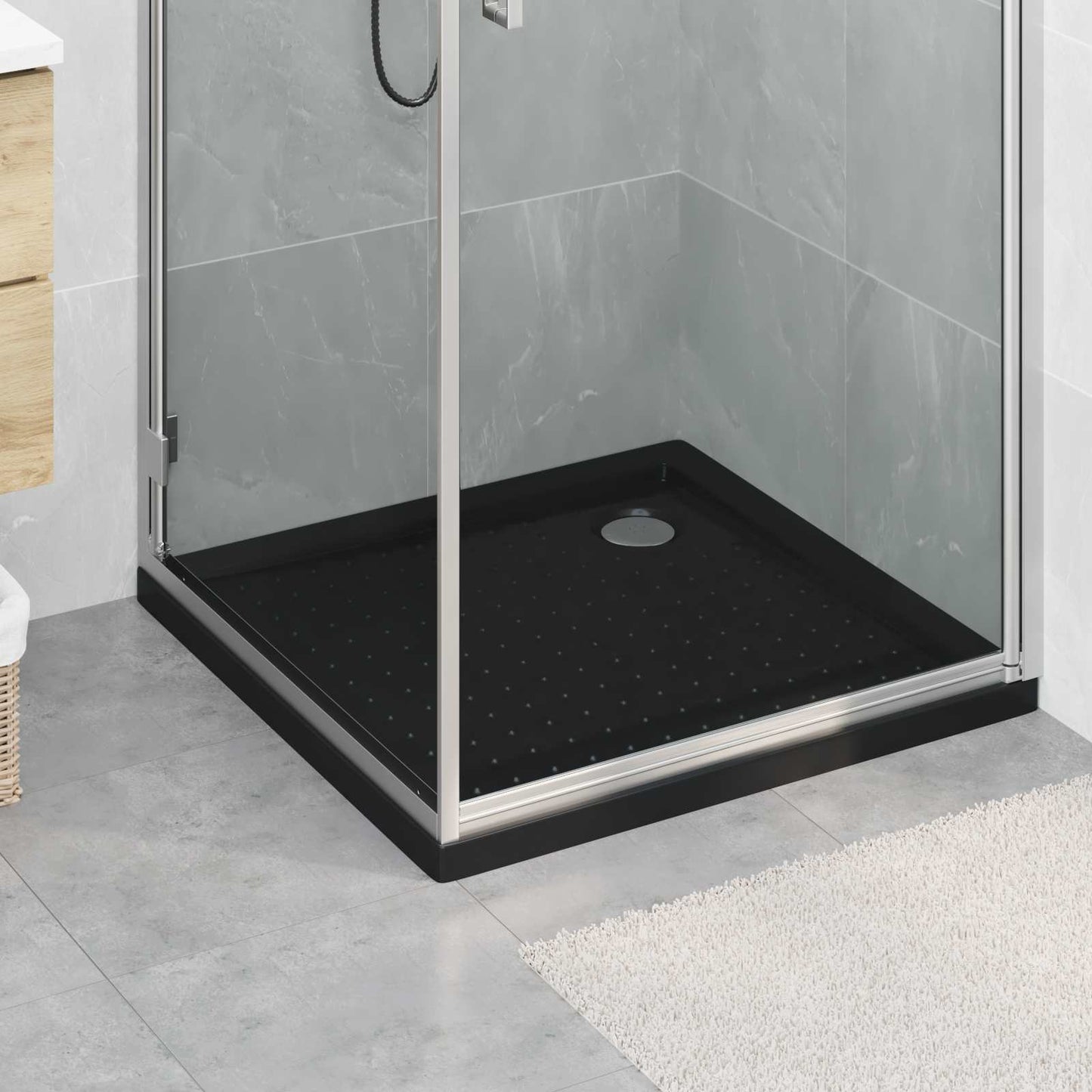 Zuhany Alap Tálca Dots-szal 80 x 80 x 4 cm ABS Fekete