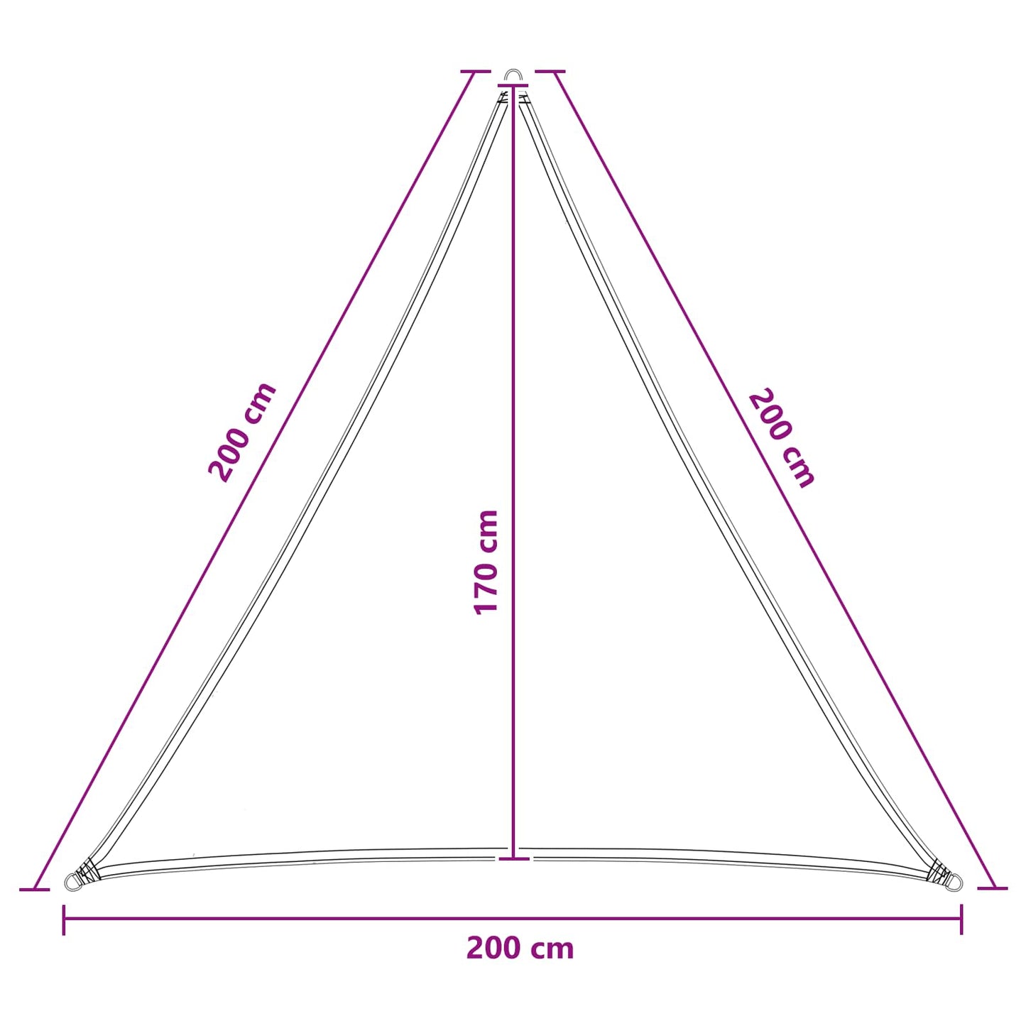 Napernyő Vászon 2 x 2 x 2 m HDPE Háromszögű Terrakotta