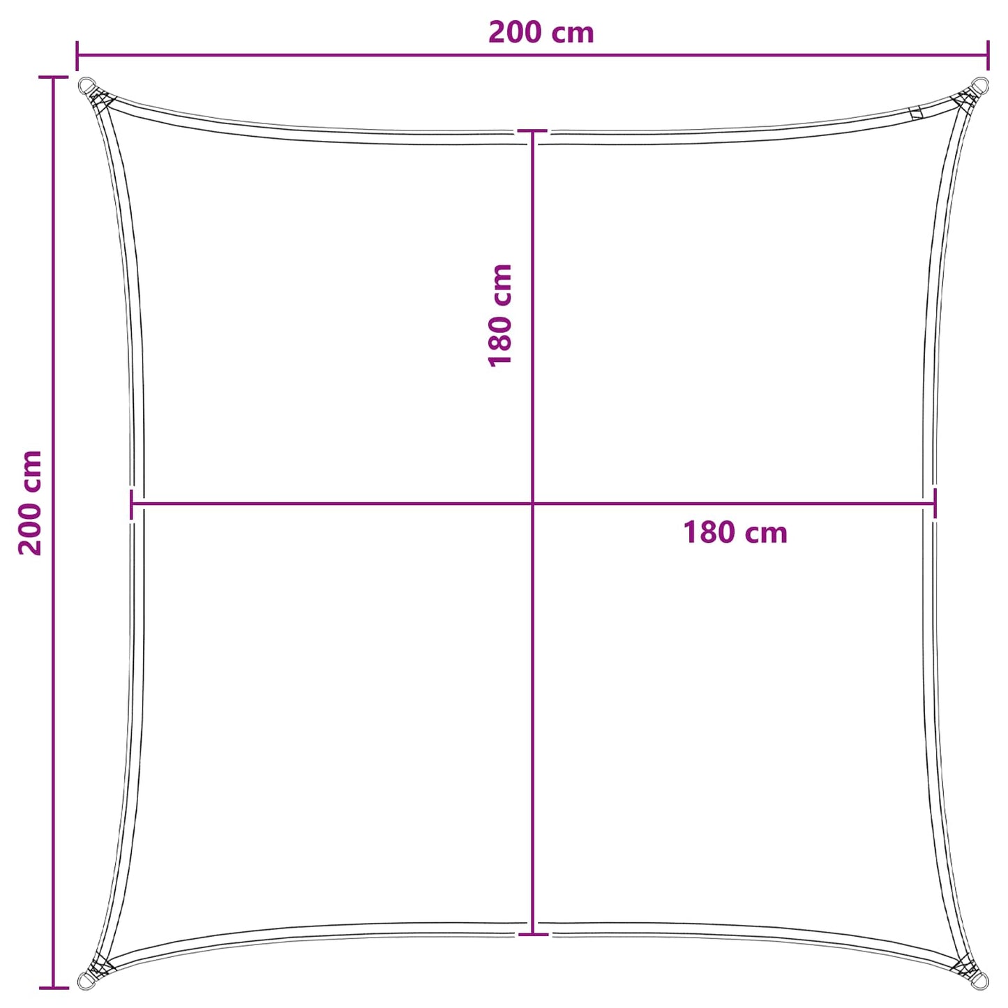 Napernyő Vászon Antracit és Fehér 2 x 2 m HDPE