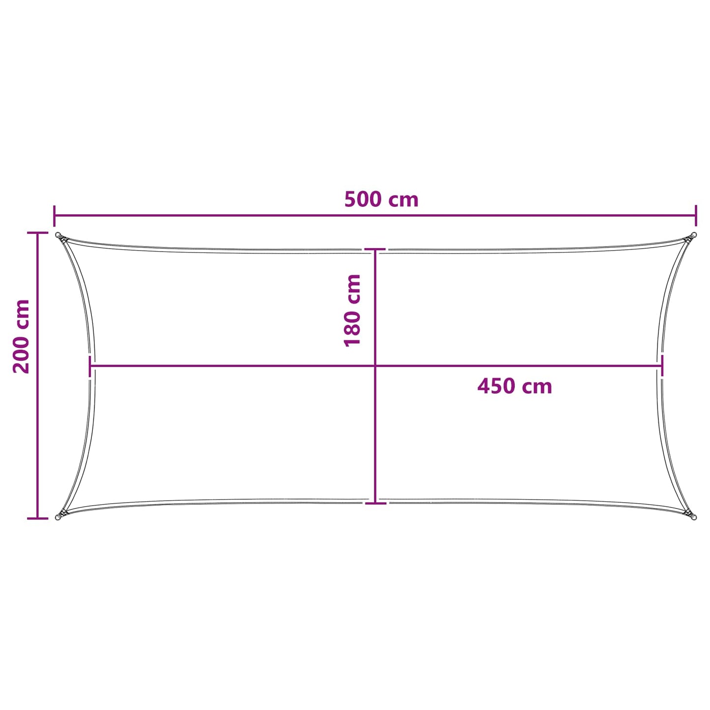 Napernyő Vászon 2 x 5 m HDPE Négyszögletes Sárga és Fehér