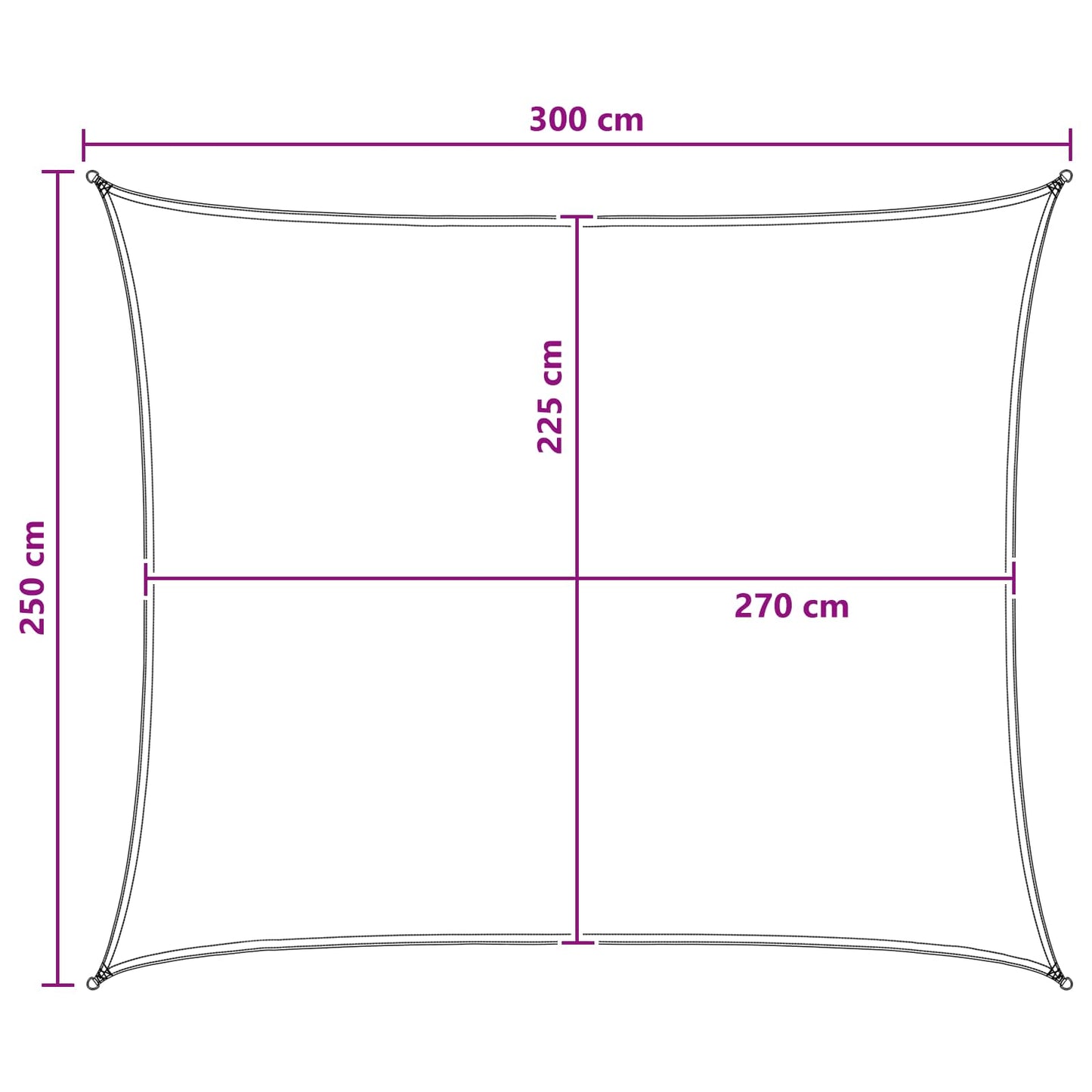 Napernyő Vászon 2,5 x 3 m HDPE Négyszögletes Sárga és Fehér