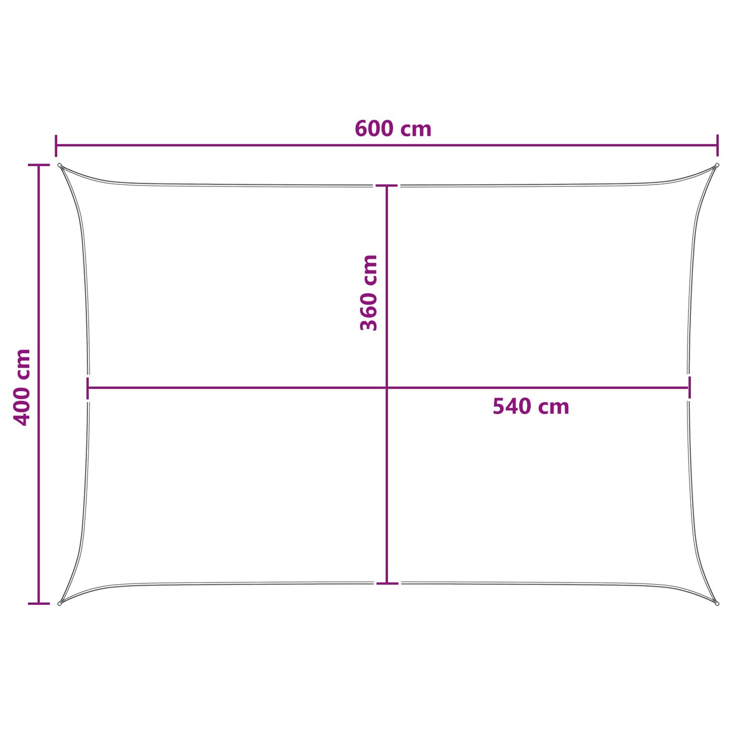 Napernyő Vászon 4 x 6 m HDPE Négyszögletes Sárga és Fehér