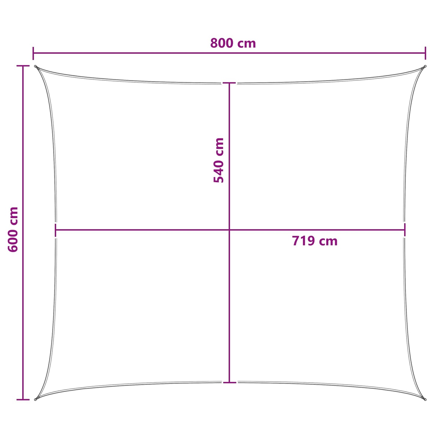 Napernyő Vászon 6 x 8 m HDPE Négyszögletes Sárga és Fehér