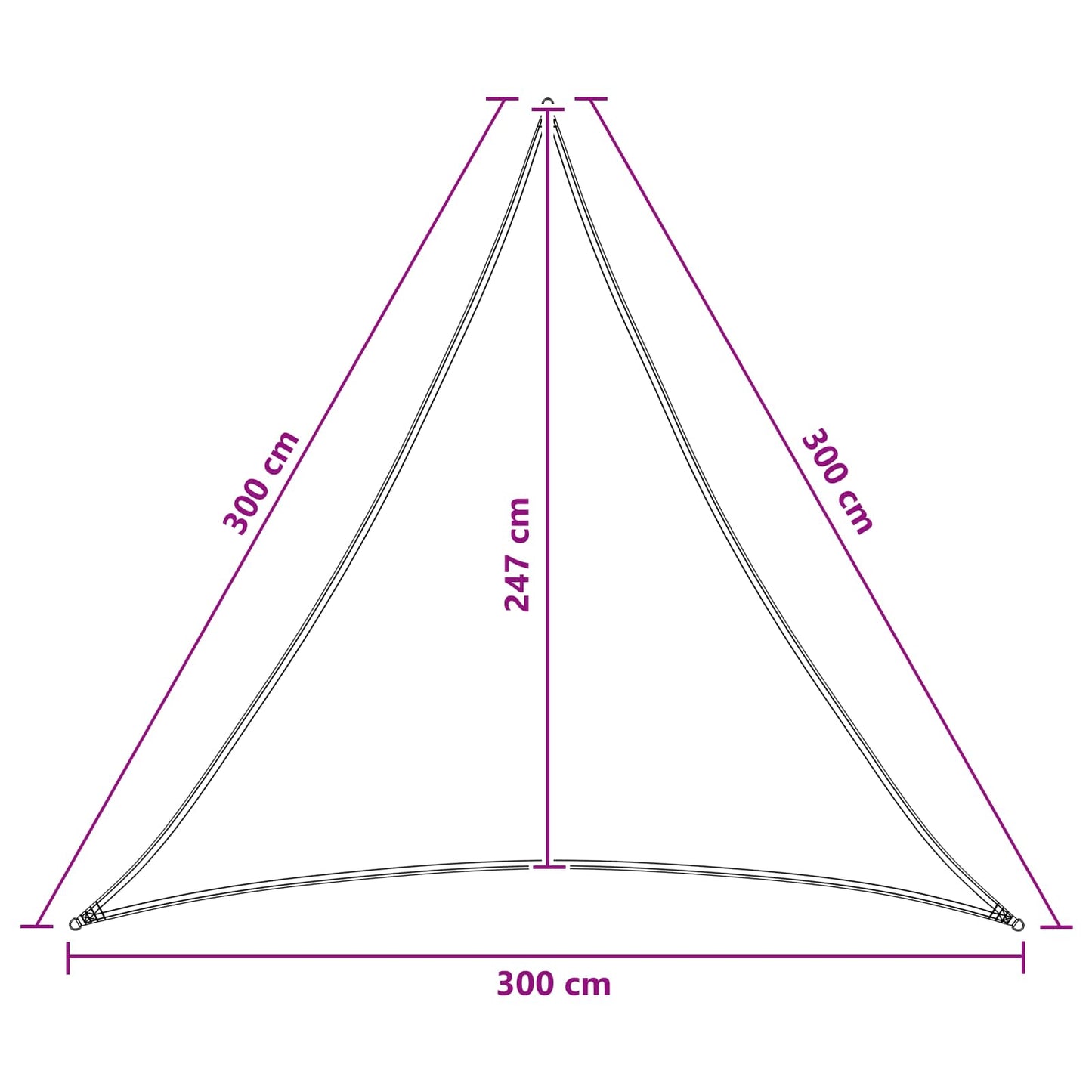 Napernyő Vászon 3 x 3 x 3 m HDPE Háromszögű
